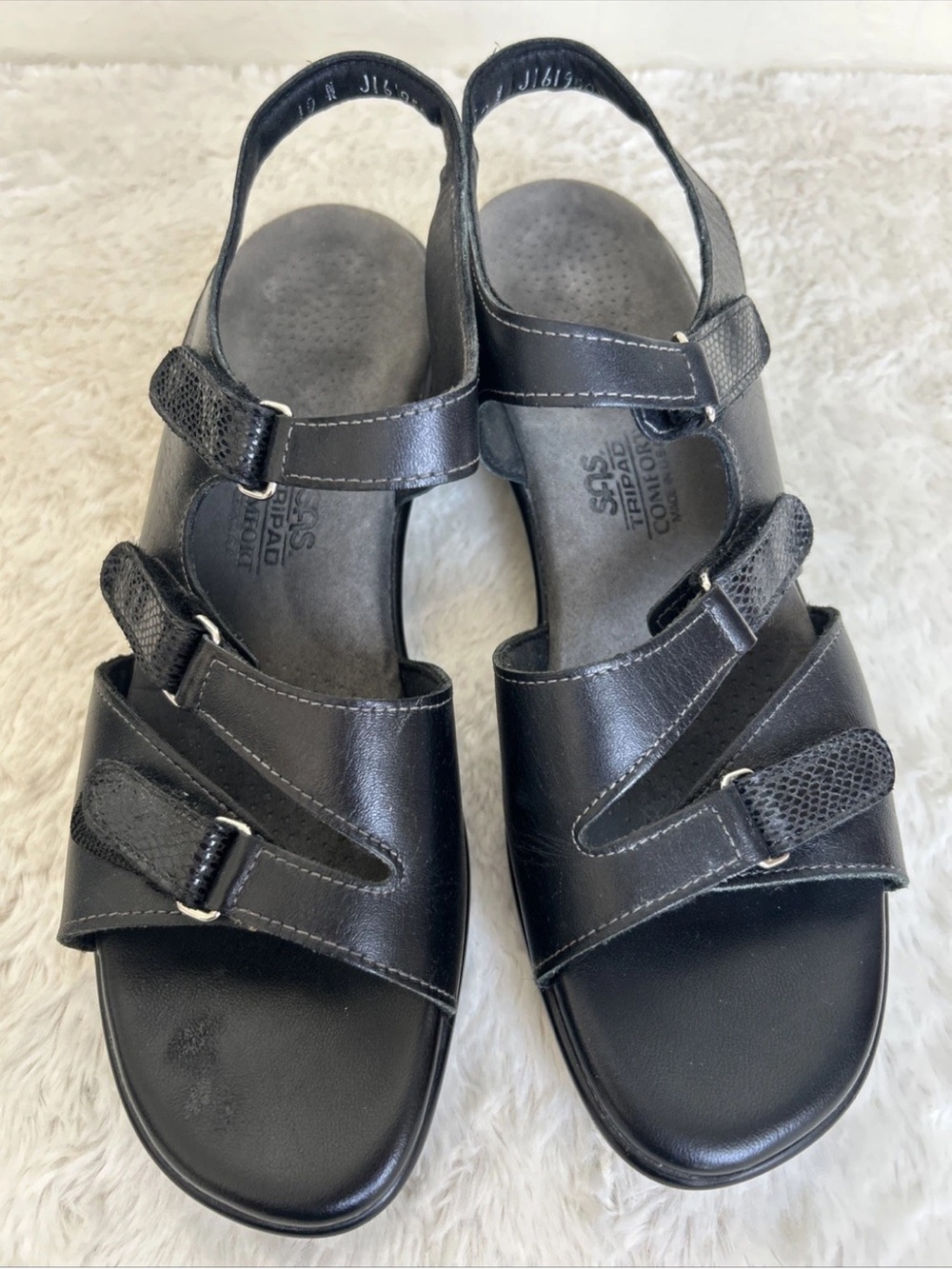 SAS Tabby Sandals Size 10 N Narrow Black Leather Strappy Slingback Comfort